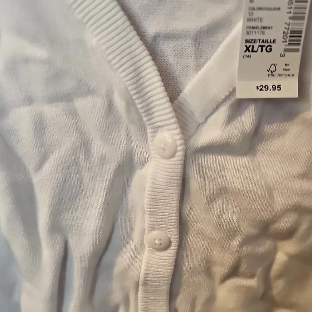 PLACE NWT Girls White Cardigan Button Up Sweater Size XLarge (14)